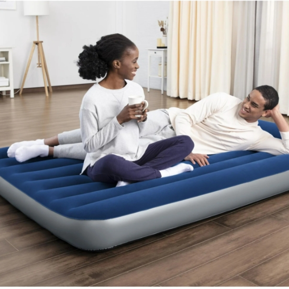 Bestway Airbed Built In pump, Blue and Gray Mattress Bedding